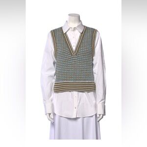Veronica Beard sweater vest Oxford top -size M